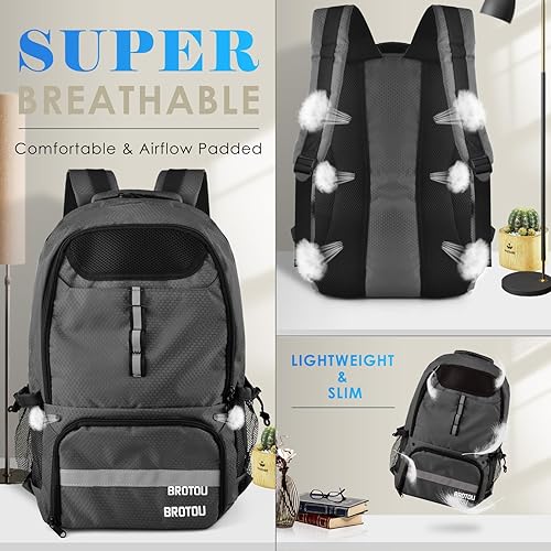 Miniatura 10 de BROTOU Bolsa de fútbol mochila de baloncesto con compartimento para pelotas para niños mochila de fútbol para baloncesto voleibol fútbol bolsas de