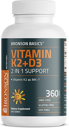 Vista 11 de Bronson Suplemento de vitamina K2 D3 (MK7) Fórmula sin OMG Vitamina D3 5000IU (125 mcg) y 90 mcg K2 MK-7, complejo D y K fácil de tragar, 120