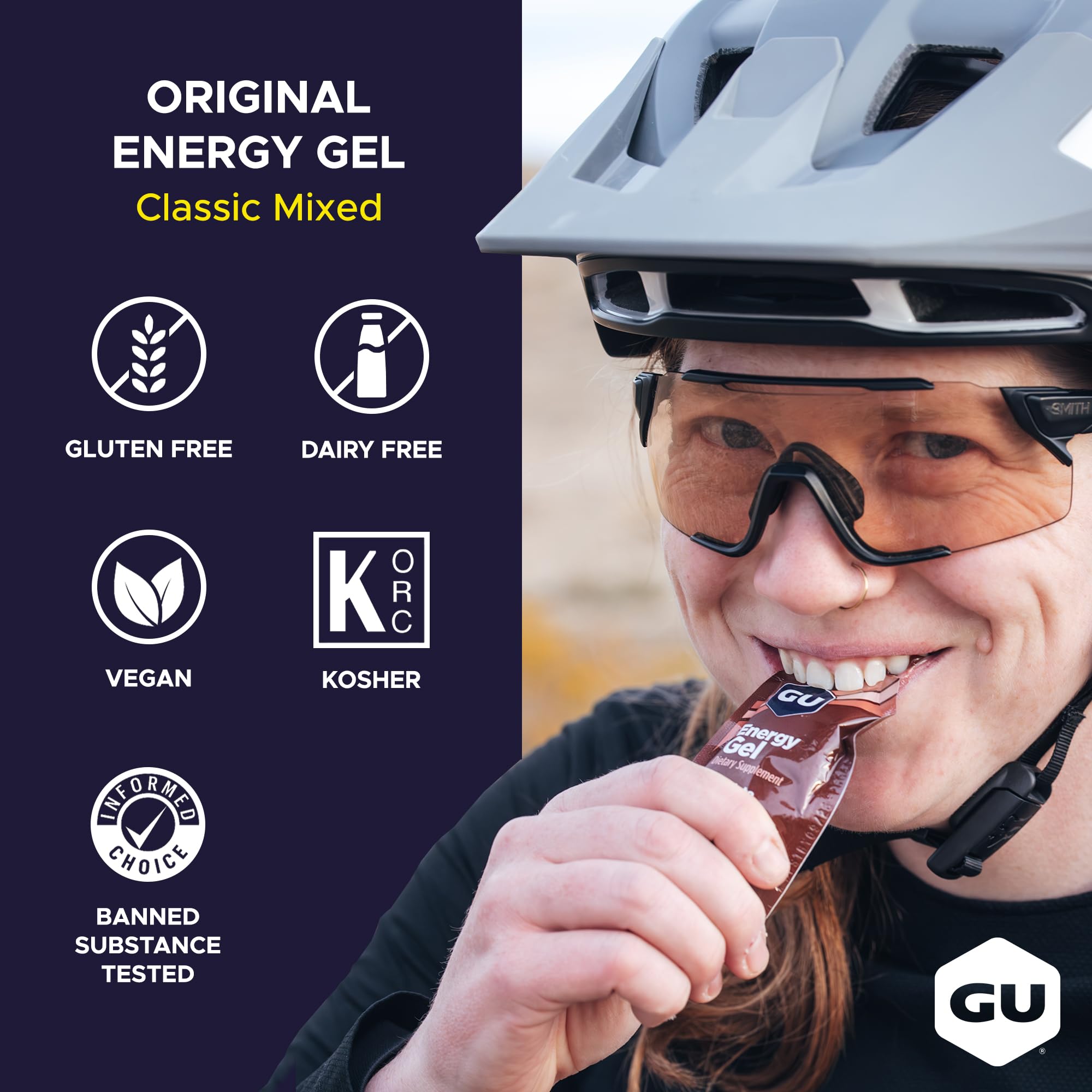 GU Energy Original Sports Nutrition Energy Gel, vegan, glutenfrei, koscher und milchfrei für unterwegs, Energie für jedes Training, 24 Stück, verschiedene Geschmacksrichtungen