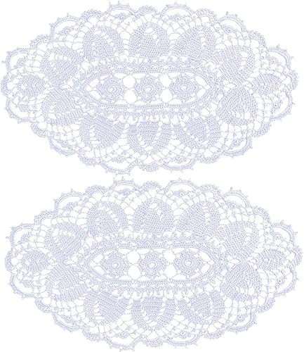 Miniatura 5 de BIBITIME Manteles individuales de encaje redondos hechos a mano con flores de ganchillo para cocina (ovalado-champán, 1 unidad-11.8 x 22.5 pulgadas)