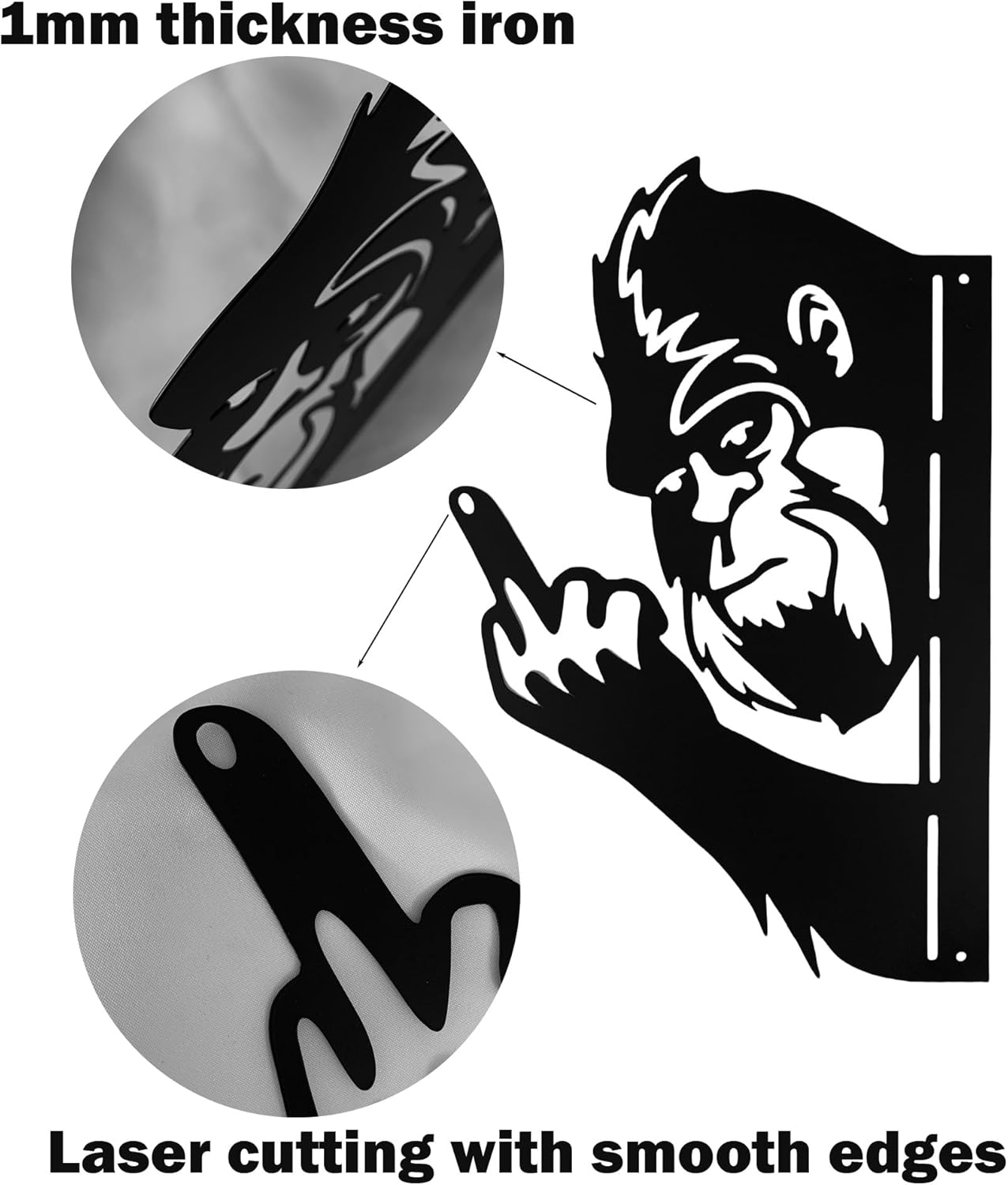 19.7x13 in Sasquatch Peek Flip Off Metal Sign Animal Bigfoot Middle Finger Plaques Cutout Decor Tree Fence Yard Garden Patio House Outdoor Wall Art
