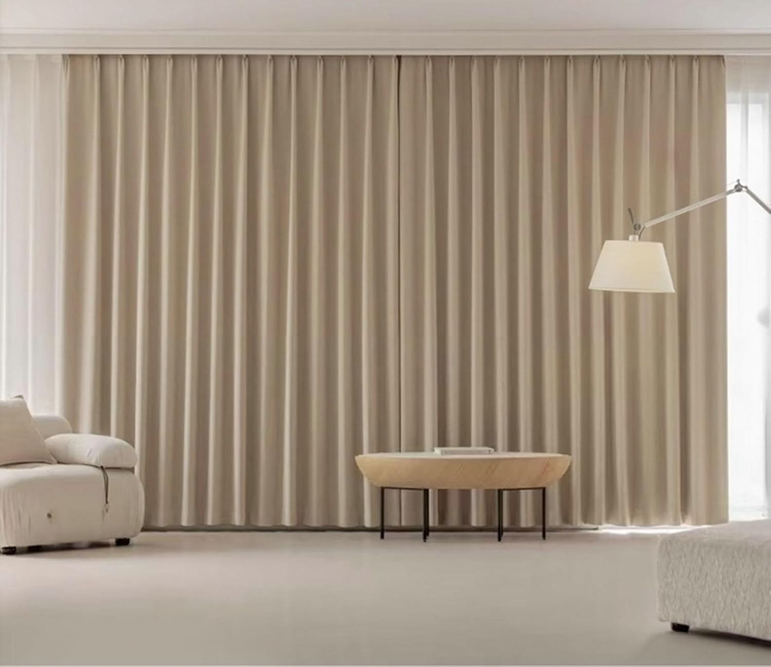 Blackout Thermal Curtains 2 Panels Set 96 inch Long, Blackout Room Darkening Curtains Hook Modern Simple Solid Color Woven Texture Bedroom Window Treatments Cream Brown, 42 x 96 Inch