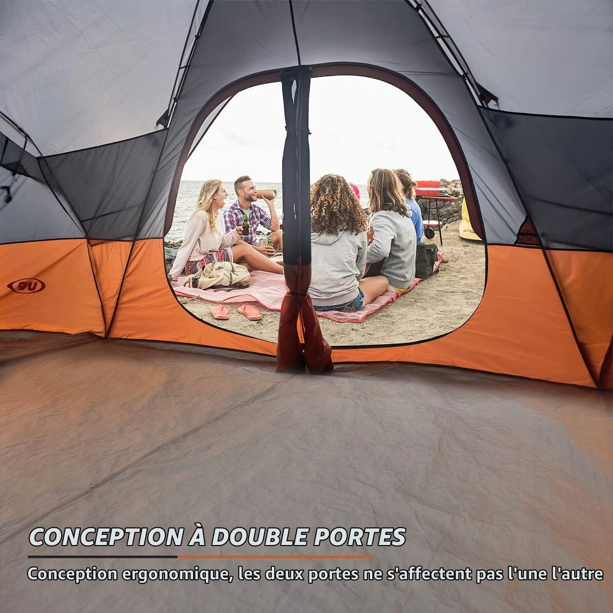 UNP Tente Familiale 10 Personnes, Grande Tente Camping à 2 Espaces | 549 × 274 × 198 cm, intérieur spacieux pour 10 sacs de couchage ou 3 matelas gonflables queen size
