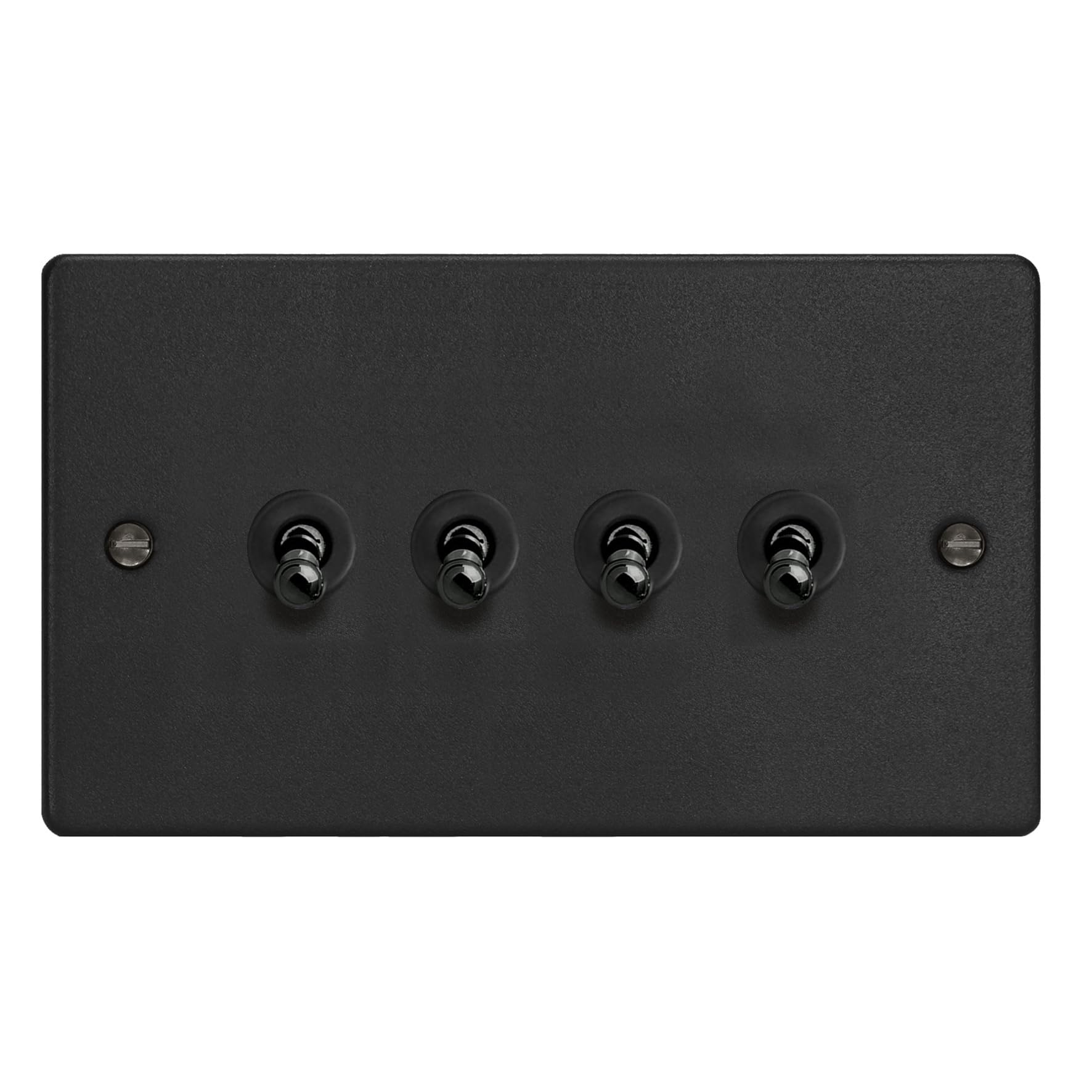 Varilight 4-Gang 10A 1- or 2-Way Toggle Switch (Twin Plate) Matt Black