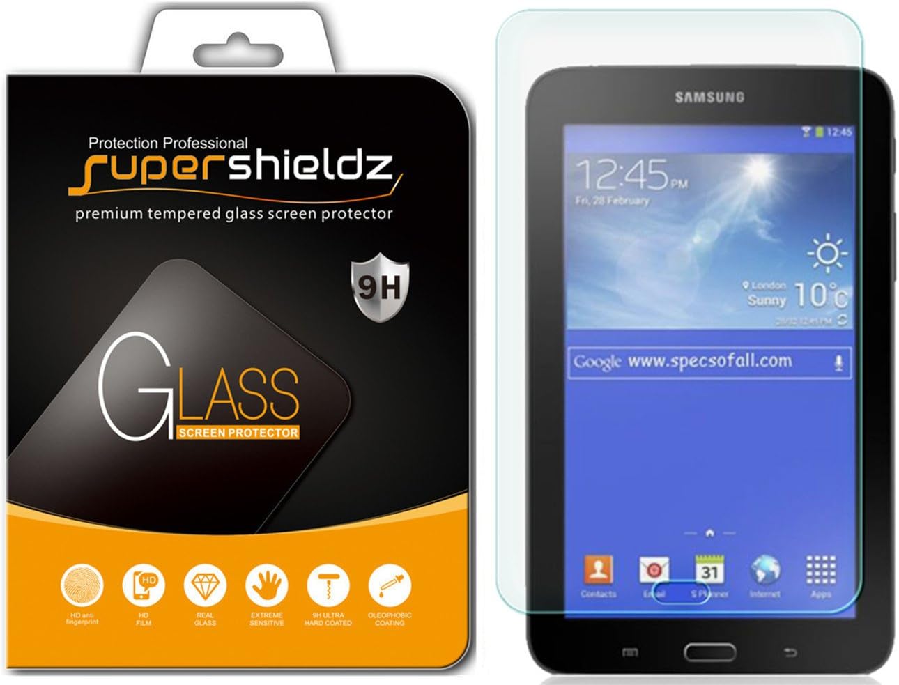 Supershieldz for Samsung Galaxy Tab E Lite 7.0 / Tab 3 Lite 7.0 Tempered Glass Screen Protector, Anti-Scratch, Anti-Fingerprint, Bubble Free, Lifetime Replacement Warranty