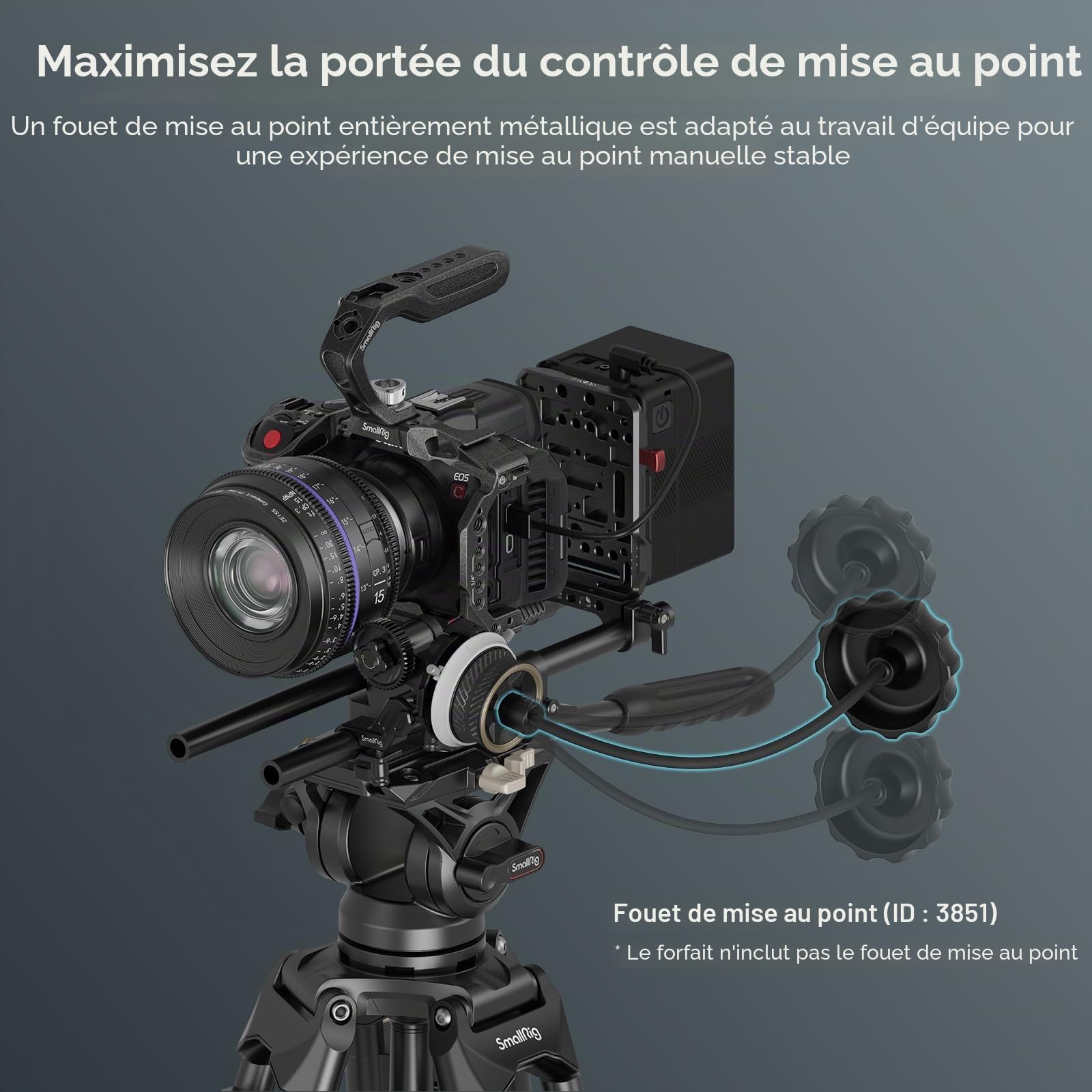 SMALLRIG Mini Système de Mise au Point avec Butées A/B, Pince pour Tige 15 mm et Courroie Crantée à Clipper pour Reflex et Hybrides, Compatible Objectifs Jusqu'à 114 mm - 3010D