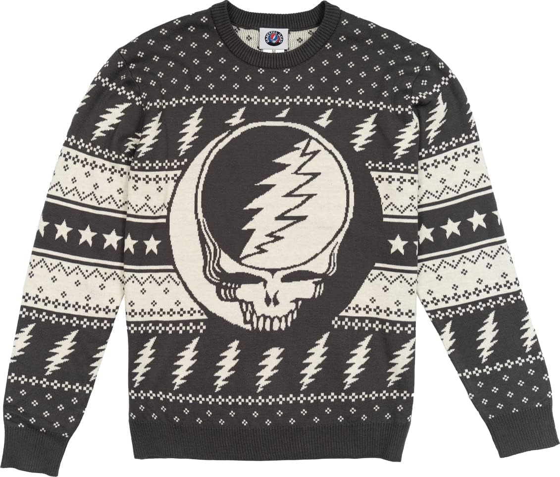 Ripple Junction Grateful Dead Christmas Sweater Dancing Bears Steal Your Face Novelty Knit Sweater Gift Officially Licensed