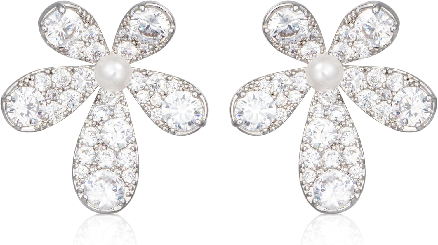 Gold Flower Earrings for Women Big Elegant Floral Statement Flower Stud Earrings