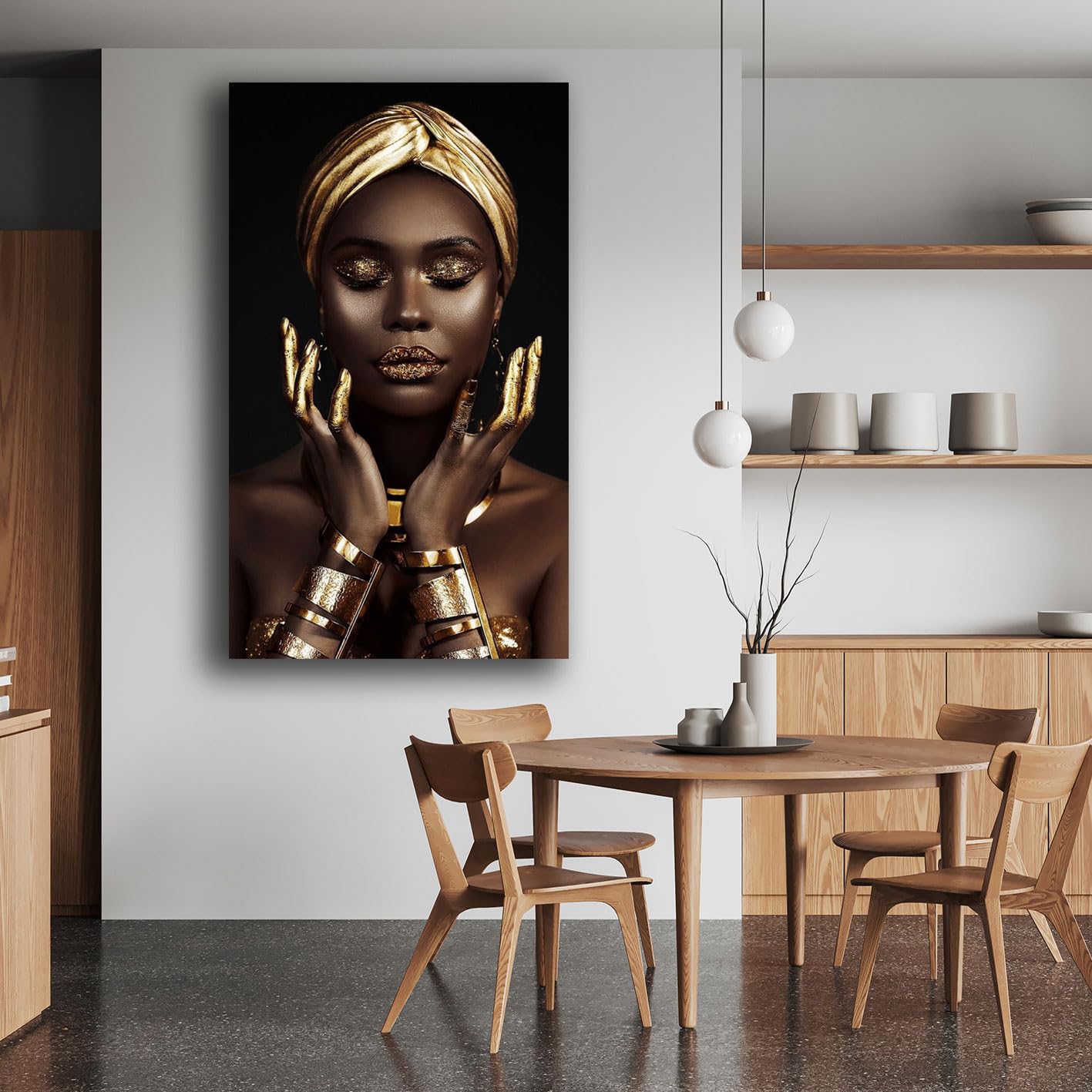 Printerland Quadro Moderno Donna Ragazza Africano Quadri moderni Etnici soggiorno da Parete XXL grande Stampa su tela Canvas Decorazione Murale muro Arredo Camera da letto Cucina (6, 50x100 cm)