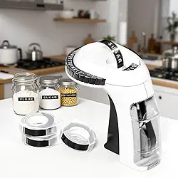 Máquina de fazer etiquetas em relevo clássica 3D com fitas, etiquetadora portátil Omega S com 3 rolos de 9 mm x 3 m de etiquetas para casa e escritório, branco e preto