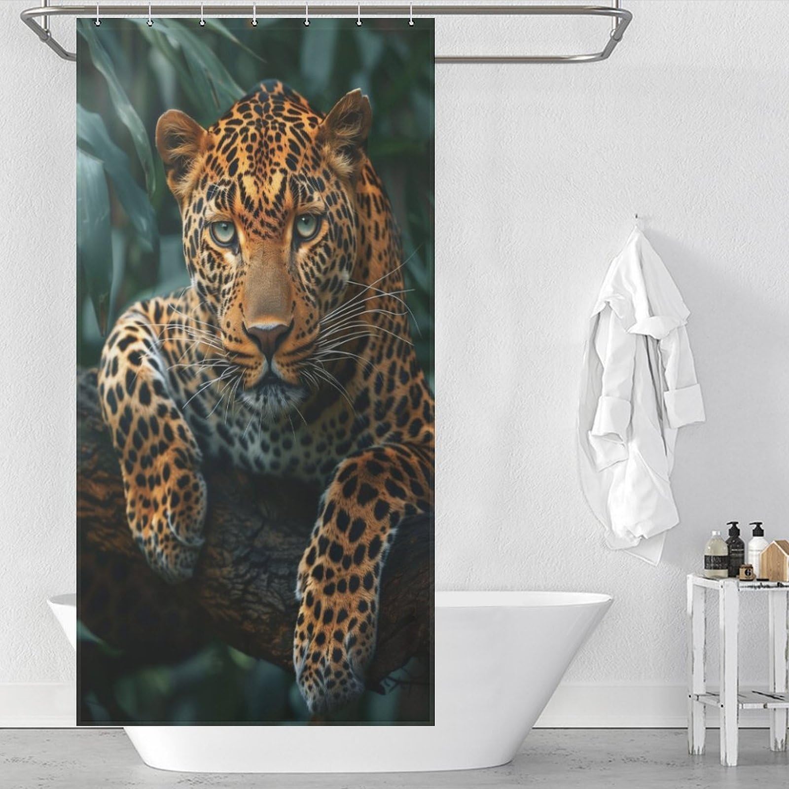 Rideaux de bain étanches anti-éclaboussures jungle léopard pour douche