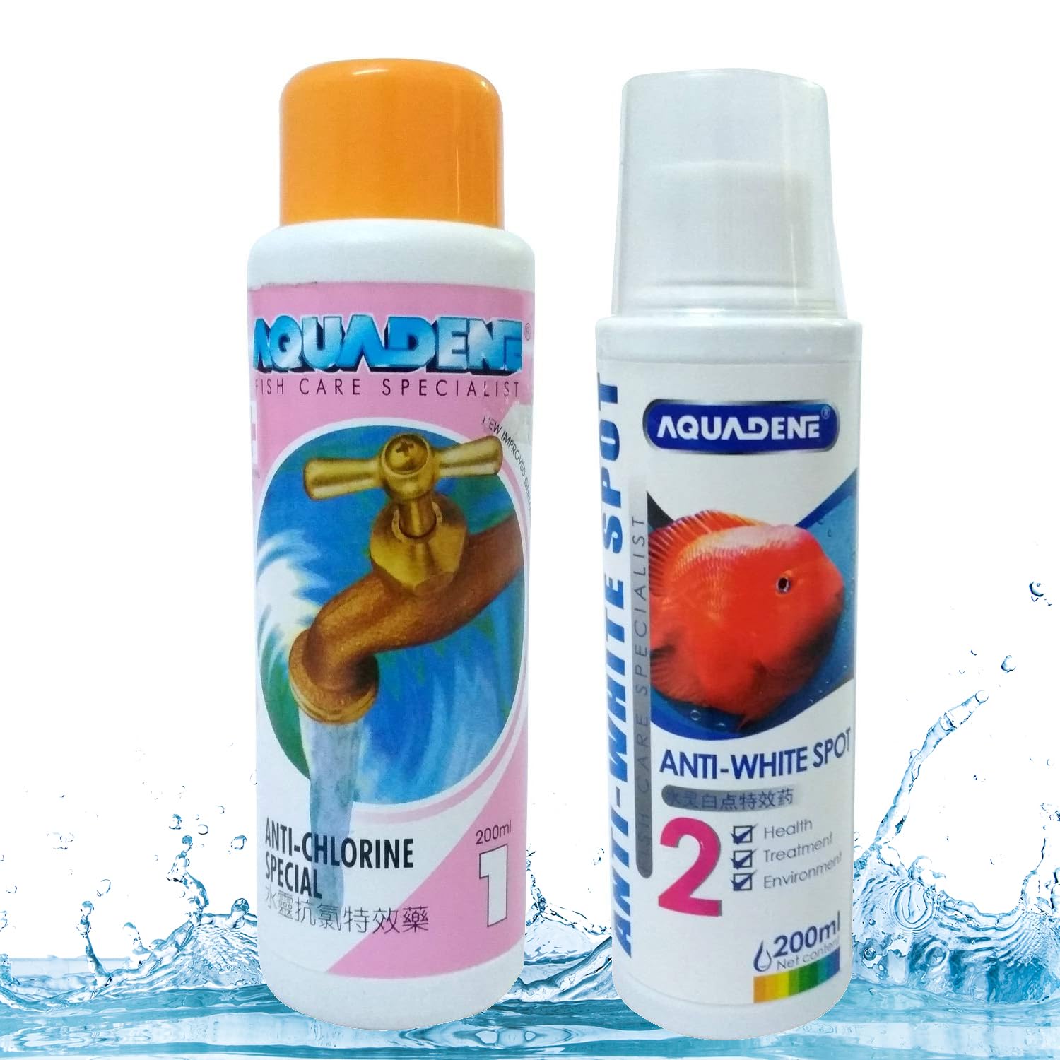 Jainsons Pet Products Aquadene Aquarium Fish Care Special Freshwater and Saltwater Effective Treatment for Fish Tank (200 ML, Anti-Chlorine, Anti White SPOT)