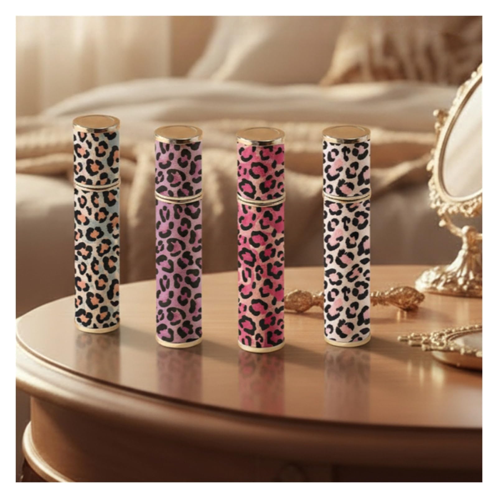 Flacone di profumo in pelle Atomizzatore di profumo in pelle con stampa leopardata da 10 ml