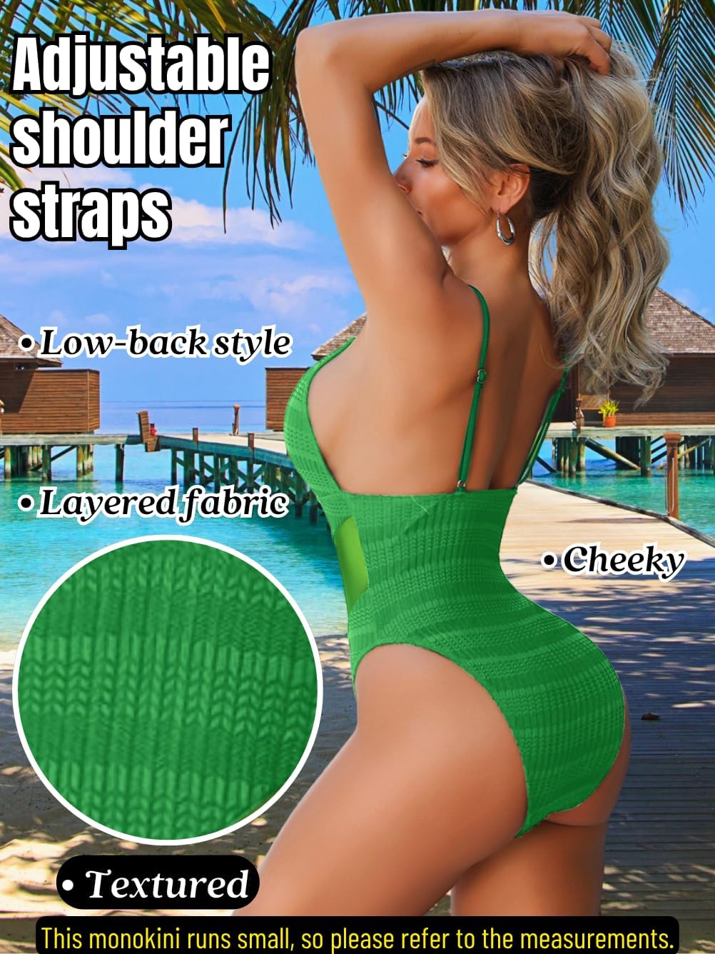 Sexy One Piece Monokini for Women, Cheeky High Leg Deep-V Neck Swimsuits, Strappy Mesh Low-Back Bathing Suit - Image 3