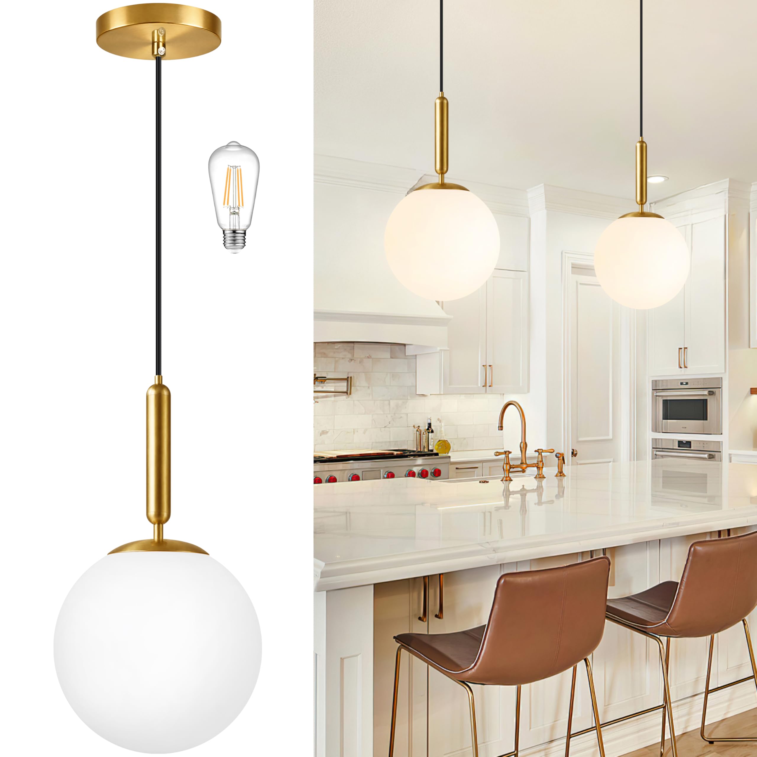 Photo 1 of Mccokaige 10" Gold Globe Pendant Light