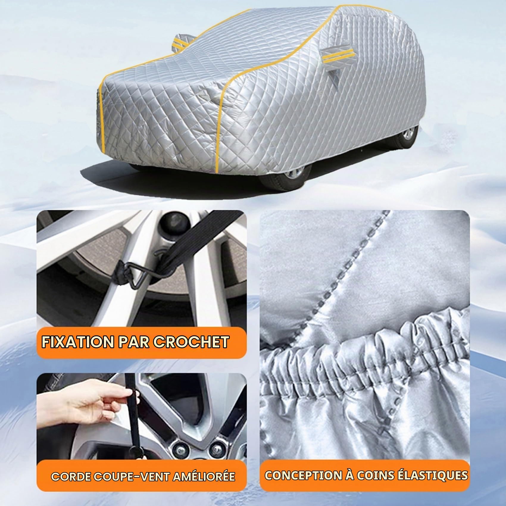 Bâche De Voiture Anti-grêle pour 2024 Renault R5 E-Tech 110 | Housse De Voiture Étanche pour L'extérieur, avec Bandes Réfléchissantes, Couverture Complète(01)