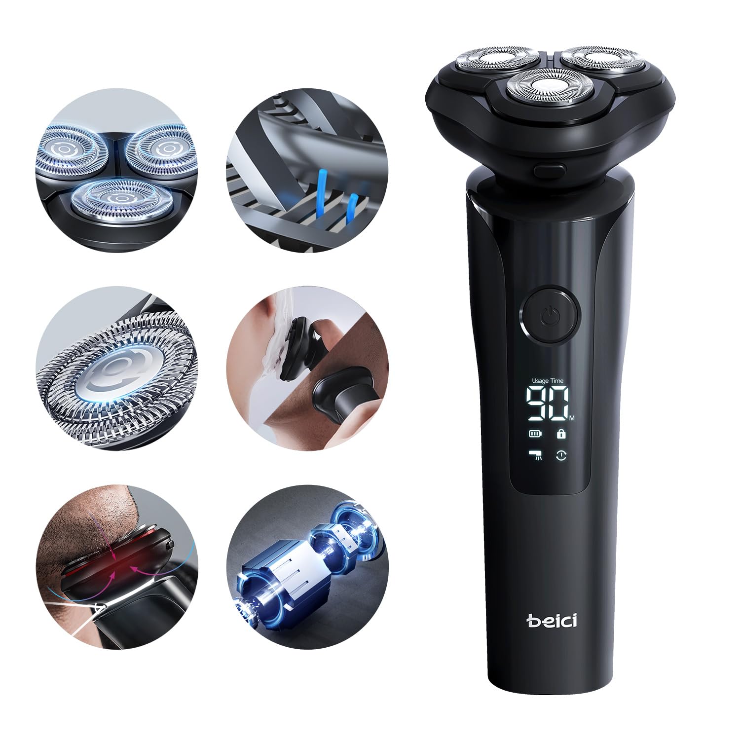 Amazon.com: Men's Shaver Electric Rotary Razor 3D Floating Cutter Head ...