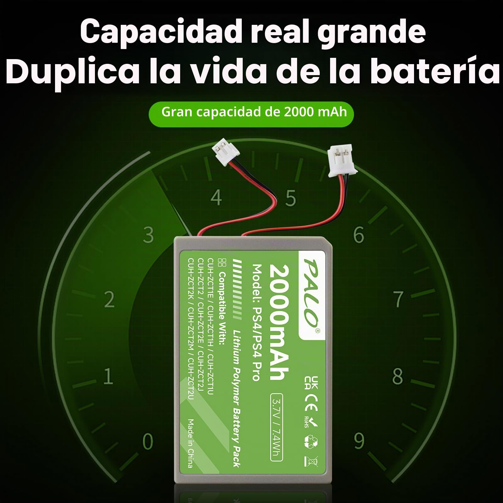 2000mAh Batería de Repuesto para Sony PS4 / PS4 Pro / PS4 Slim PS4 Dualshock 4 Controlador CUH-ZCT1E CUH-ZCT1H CUH-ZCT1U CUH-ZCT2 CUH-ZCT2U (1Pcs)