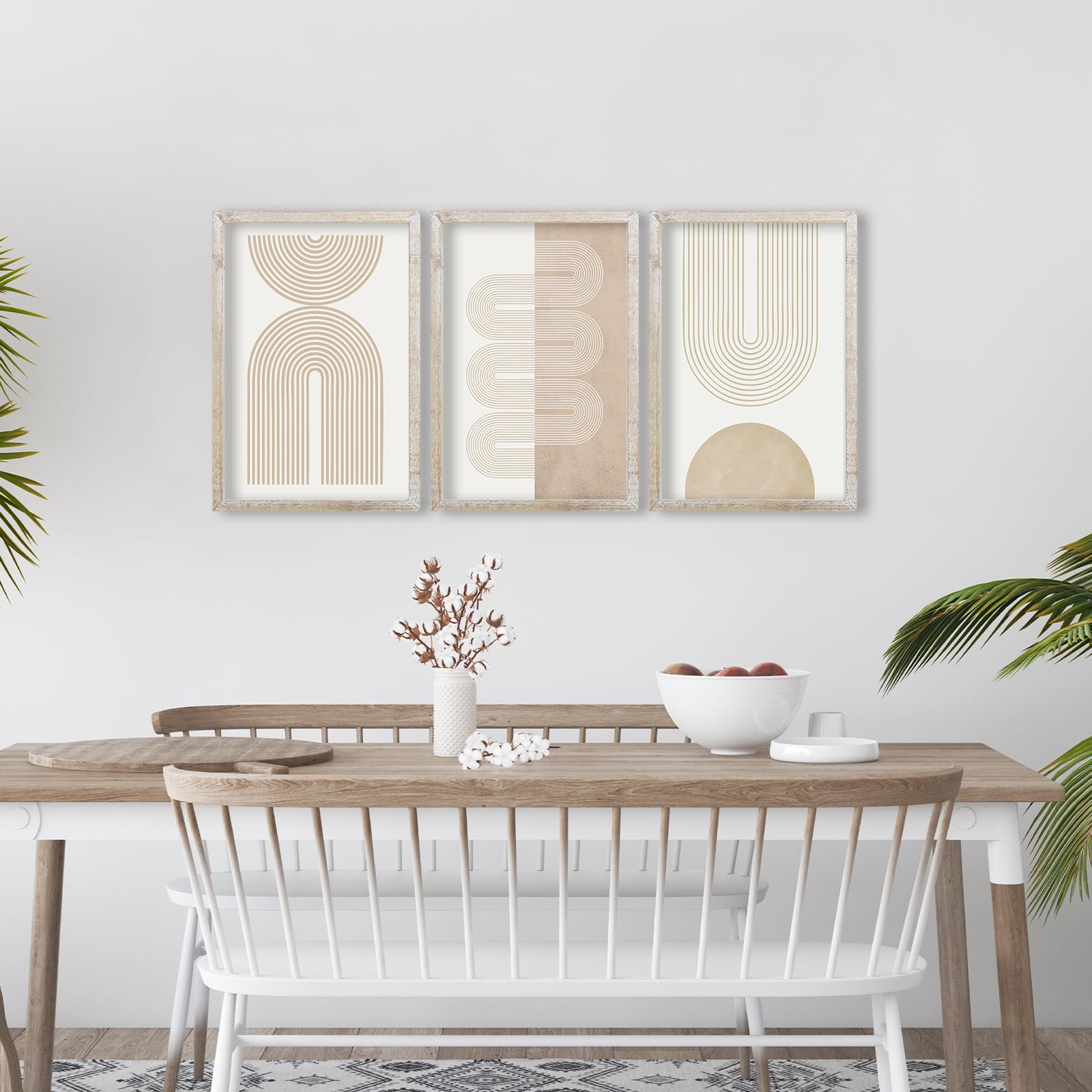 Amazon.com: Wall Art Set of 3 Geometric Beige Spiral Wave 16