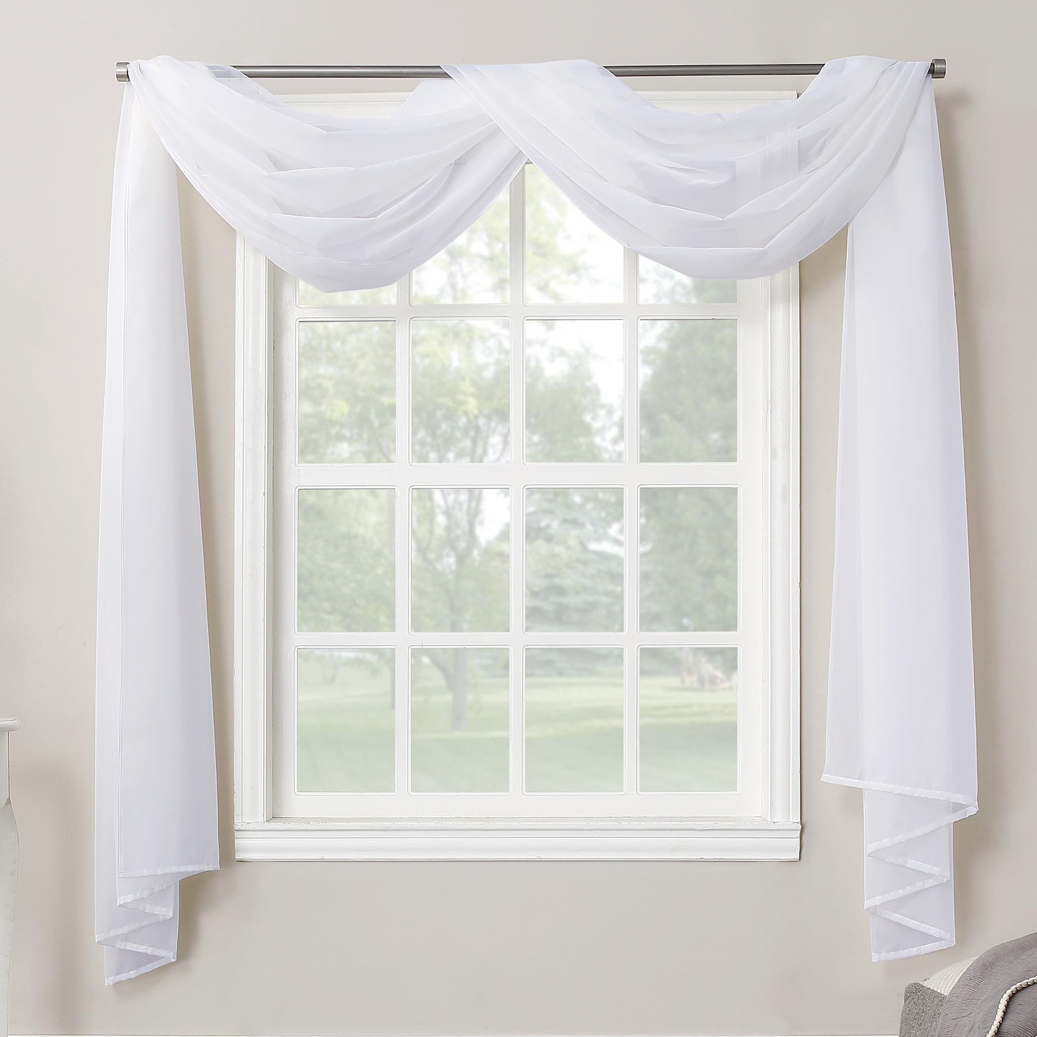 No. 918 Emily Sheer Voile Rod Pocket Curtain Panel, 59" x 216", White