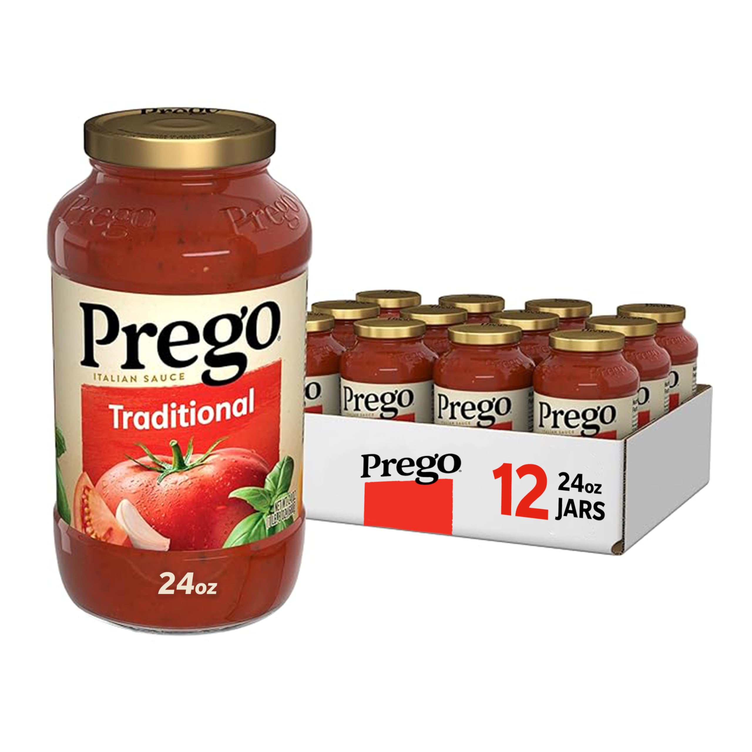 Prego Traditional Pasta Sauce, 24 Oz Jar (Case of 12)