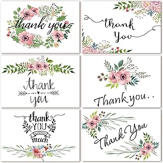 Thank You Cards with Envelopes Set, Thank You Cards Small Business,Baby Shower Thank You Cards, Wedding Thank You Cards Greenery Floral Style,100 Bulk Pack