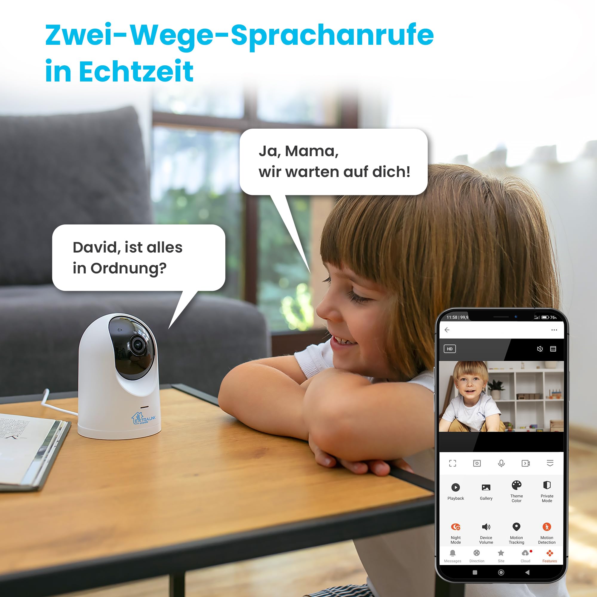 Wewnętrzna kamera bezpieczeństwa PTZ, Kamera WiFi, 2.5K, 4MP, Niania elektryczna, dwukierunkowa rozmowa, Kamera IP, wykrywanie płaczu dziecka, ruchu i śledzenie, 10M zakres noktowizyjny, Nagrywanie