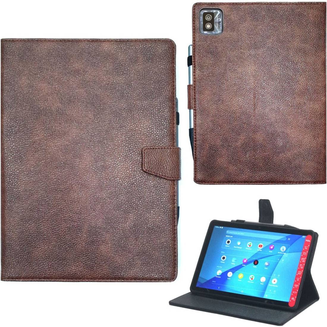 Zaoma PU Leather Flip Flap Case Compatible for TCL TAB 10s Model No. : 9081X with T-Pen Holder (Brown, Cases with Holder) (B09MHBRTZP) Amazon Price History, Amazon Price Tracker