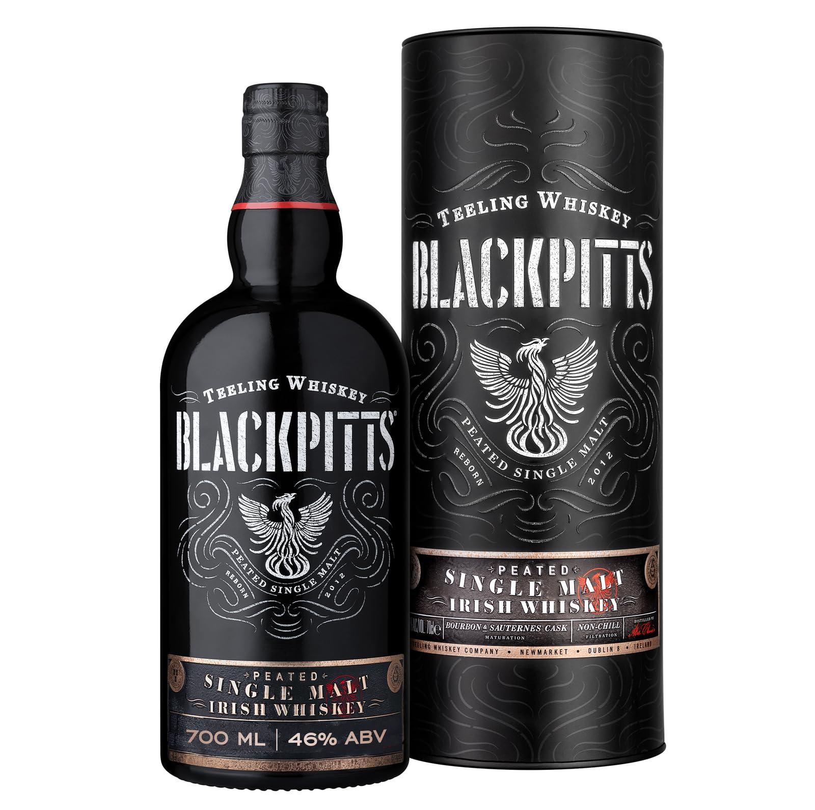 Teeling Blackpitts Peated Single Malt Irish Whiskey, gereift in Ex-Bourbonfässern und Ex-Sauternes Weißweinfässern, 46% vol., 70cl / 700ml