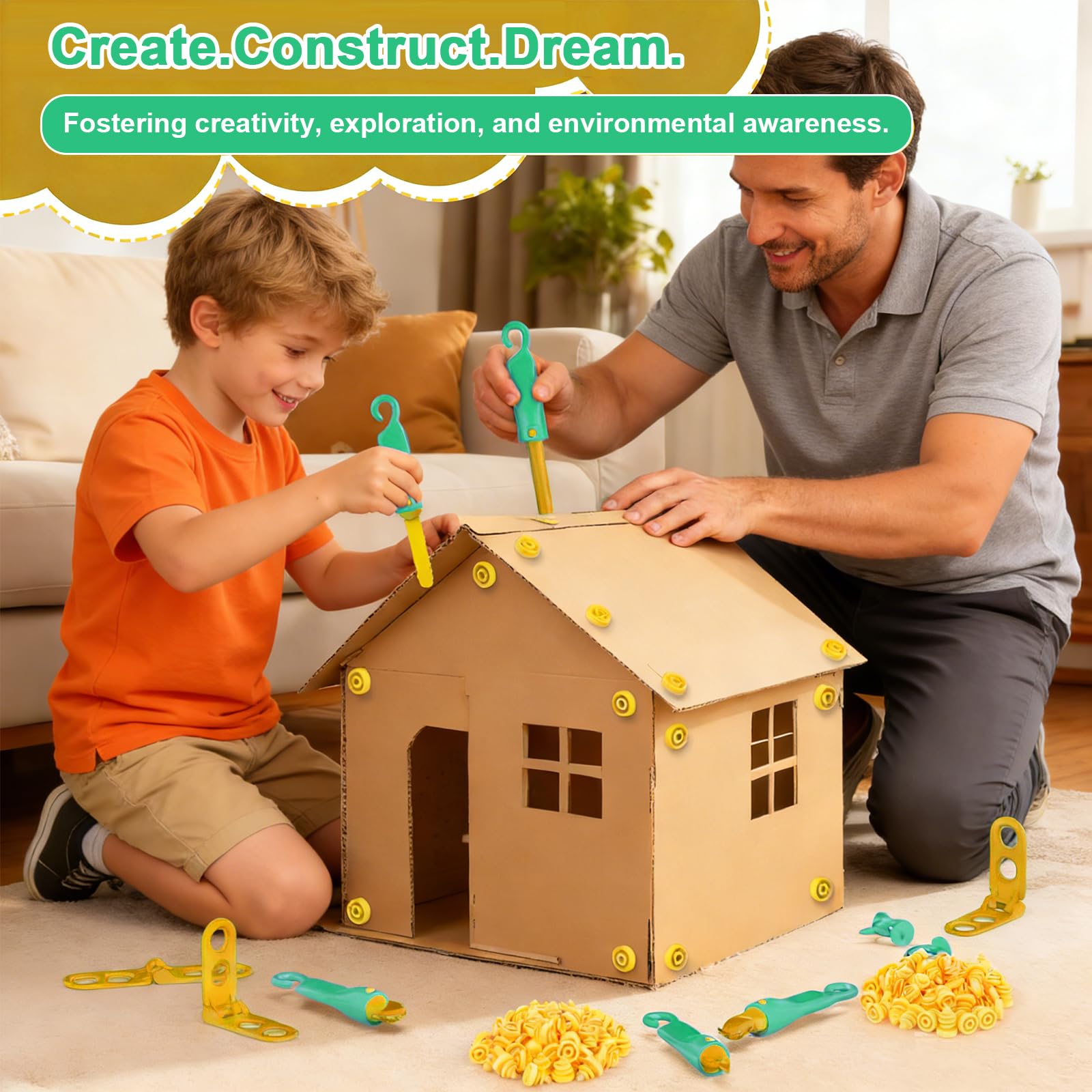 Kit di Costruzione in Cartone per Bambini, Utensili Sicuri per Taglio Cartone, Gioco Creativo Educativo STEM, per DIY in Famiglia, Scuola, attività Creative