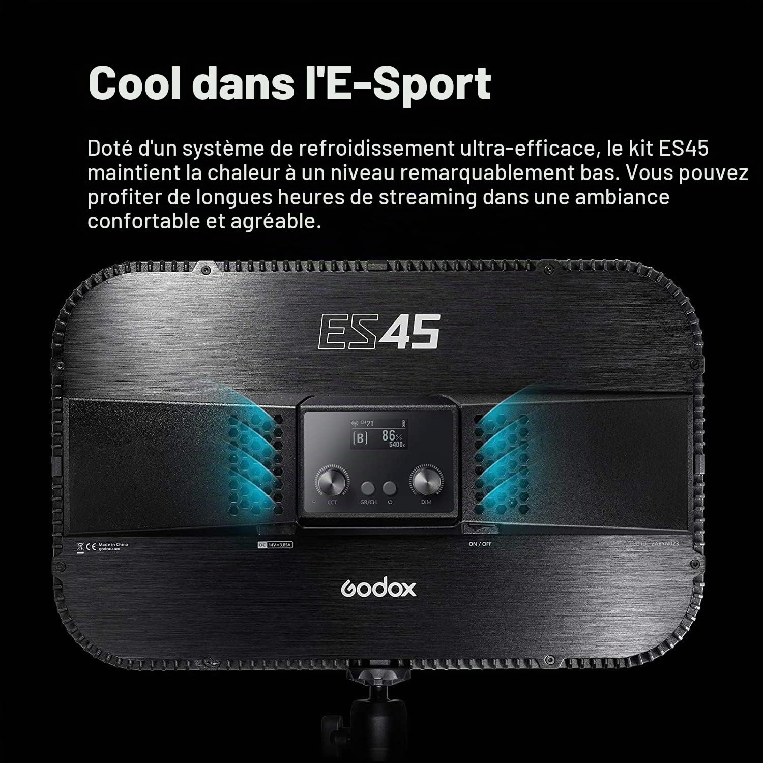 Godox ES45 Key Light, 2500 Lumens Lampe de Bureau Éclairage de Studio Lampe