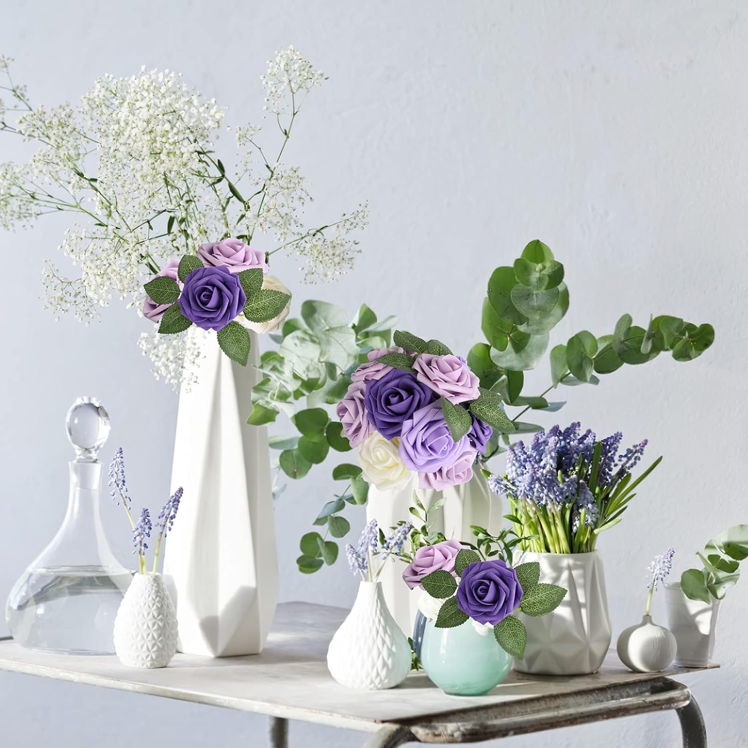 AmyHomie Artificial Flower Seriesc Purple Rose 25pcs Real Looking Fake Roses w/Stem for DIY Wedding Bouquets Centerpieces Arrangements Party Baby Shower Valentines Day Christmas Tree Decorations - Image 4