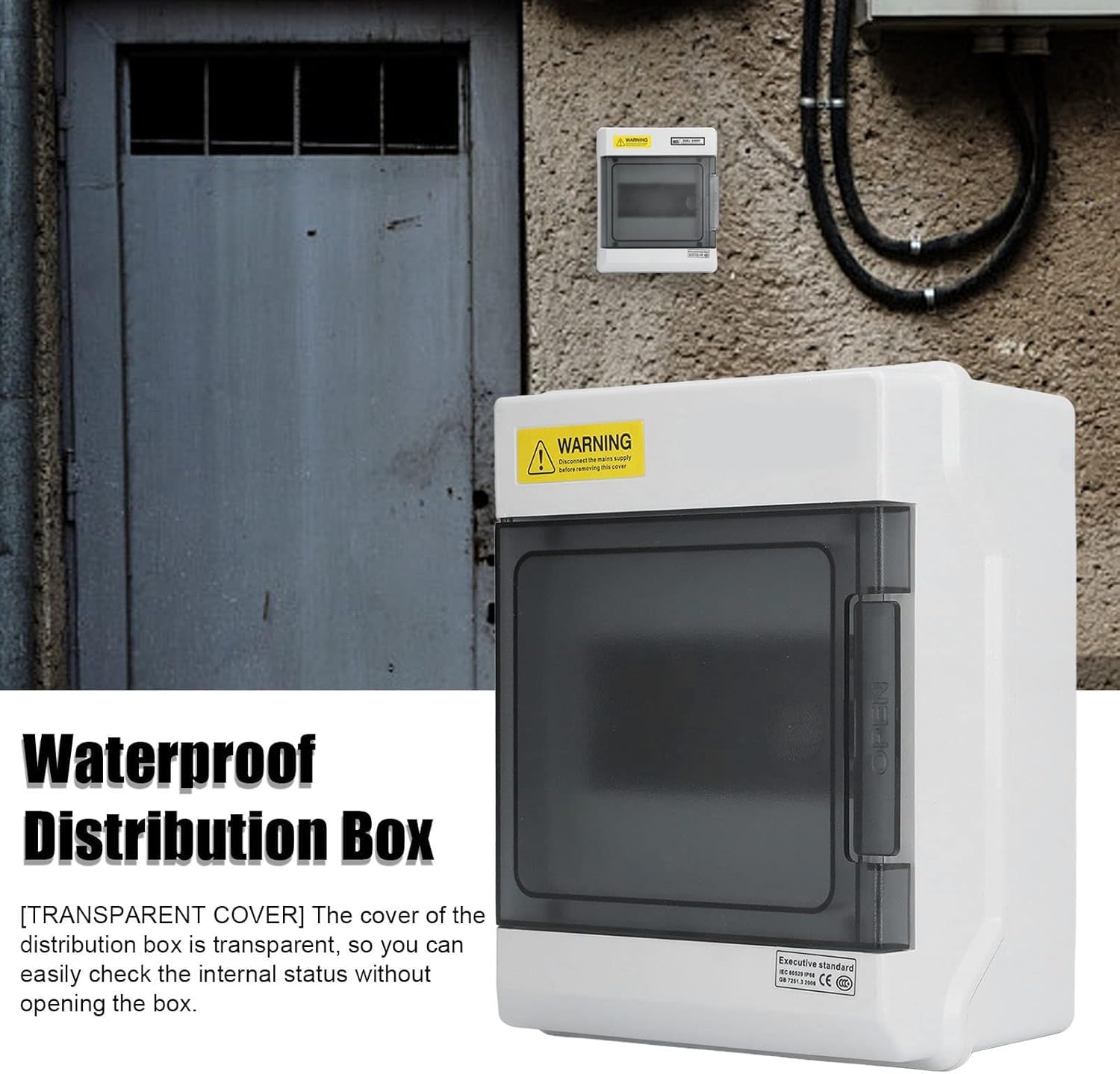 POWER SHPN-6 Electrical Distribution Box | 6 Way Waterproof MCB Box | IP65 Enclosure for Circuit Breakers, Industrial & Home Use (190x160x100mm) — Amazon image 3