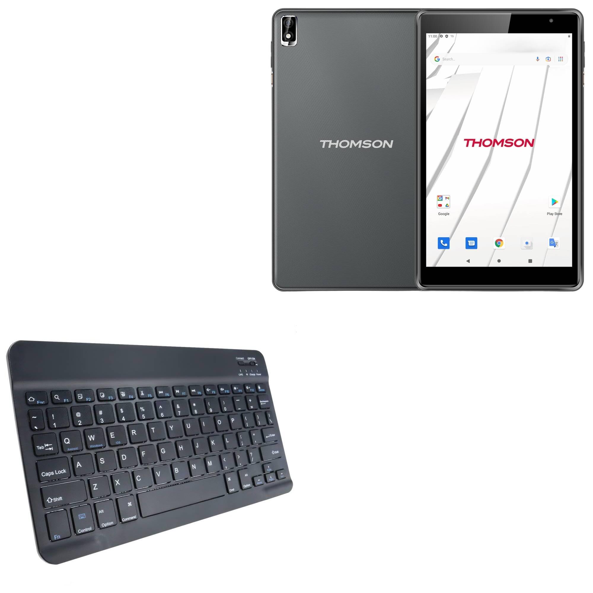 BoxWave Keyboard Compatible with Thomson 4G Tablet (8 in) - SlimKeys Bluetooth Keyboard, Portable Thin with Chiclet-Style Keys - Jet Black