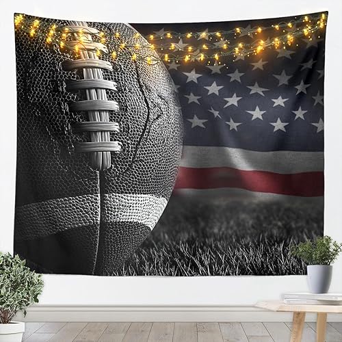 Tapiz con estampado de fútbol americano, bandera americana, decoración del hogar, dormitorio, sala de estar, puerta, juego deportivo 3D, tapiz para