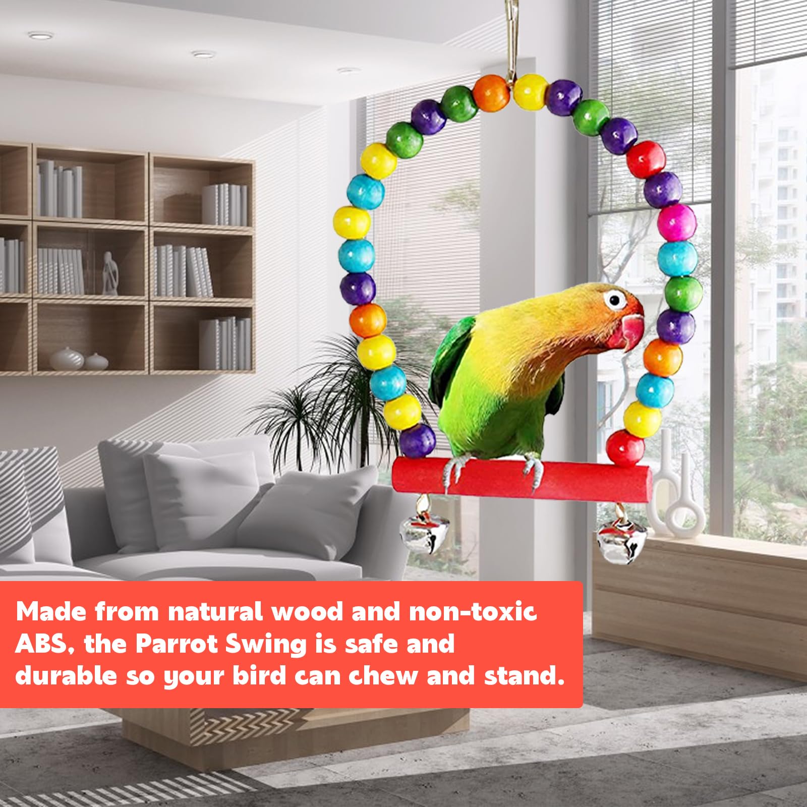 Giocattolo Interattivo Dell'altalena Del Pappagallo Di Legno D Staccabile Dellaltalena Del Morso Delluccello Per Lanimale Domestico 57732873 - Foto 3