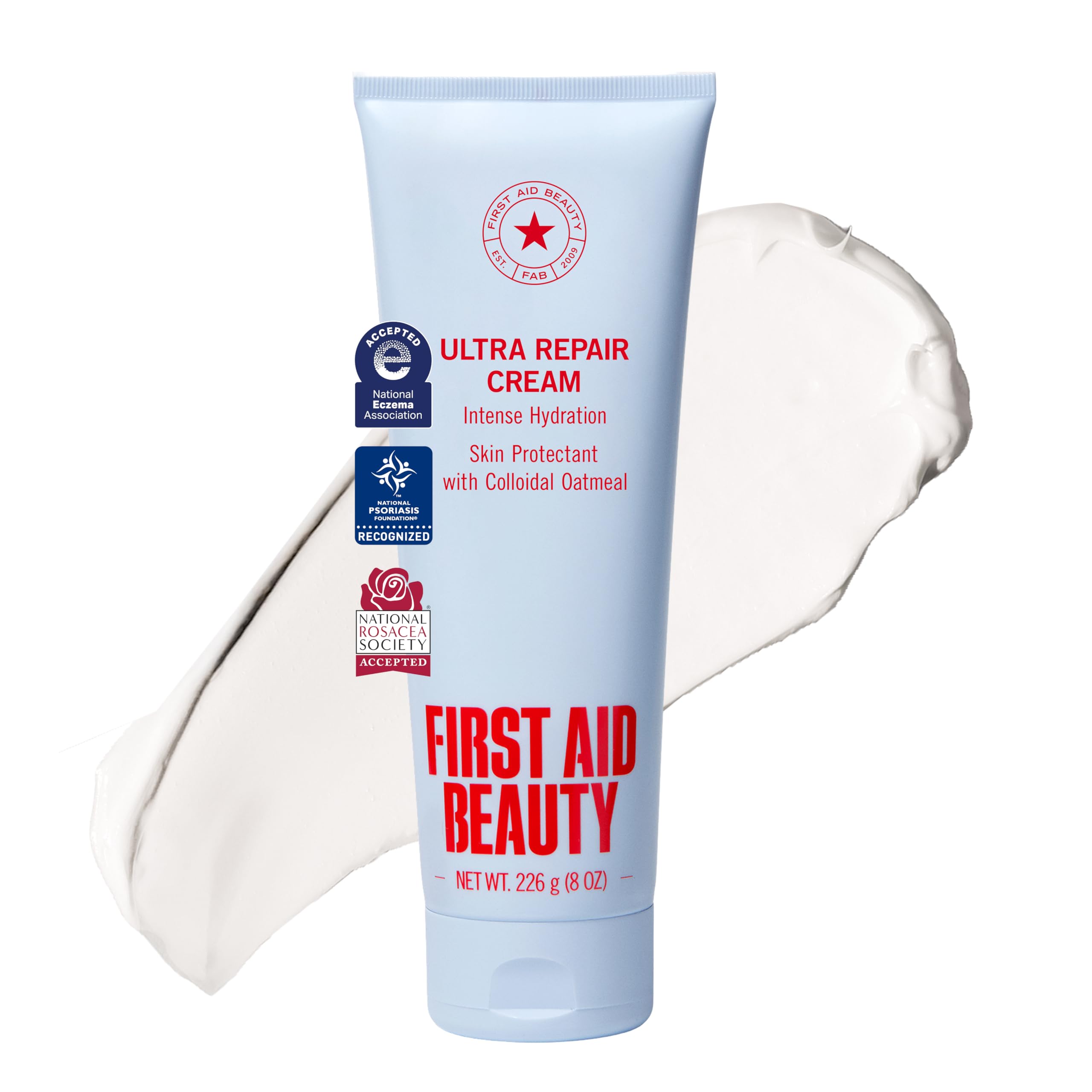 First Aid Beauty Ultra Repair Cream, Intense Hydration - Clinically Tested Face & Body Moisturizer with Colloidal Oatmeal - Supports Eczema & Dry Skin Barrier Repair - Fragrance Free - 8 oz