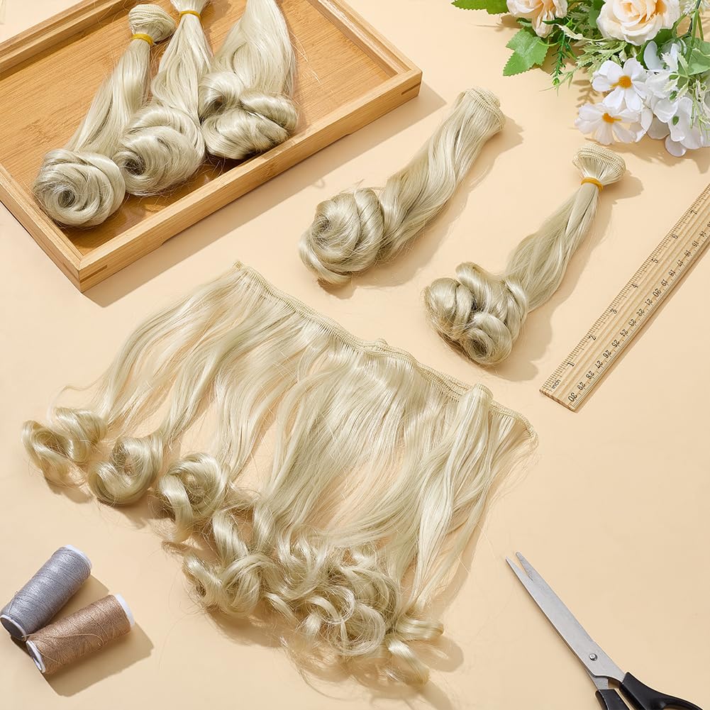CRAFTYMELODY 6 Pcs Wig 200mm Curly Wigs Long Hair Extension Gold Color for Craft Making Kit Arts Supplies DIY Handmade Crafts - Image 4