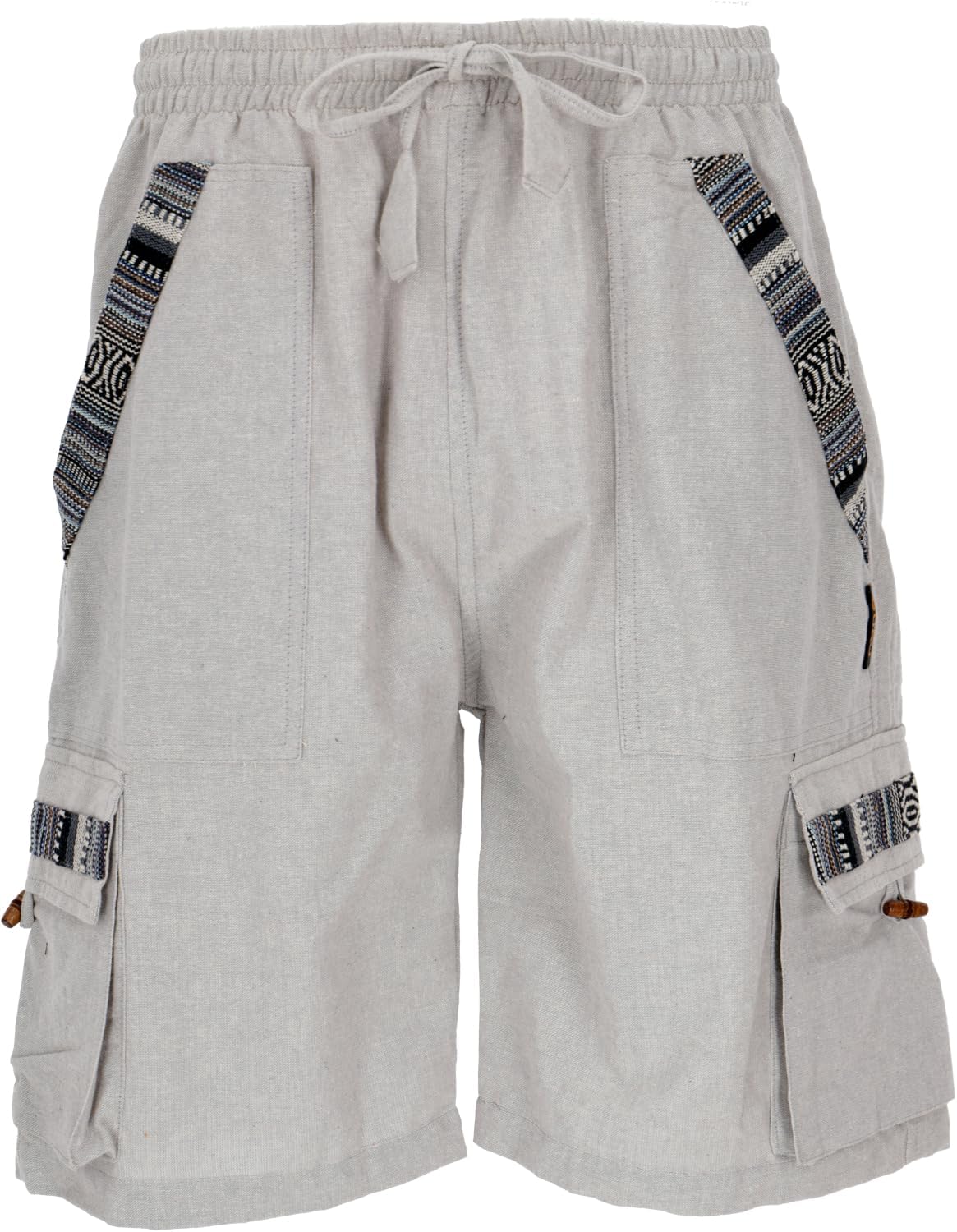 Guru-Shop, Ethno Yoga Shorts in Goastyle, Steengrijs, Katoen, Size:S (46), Broek