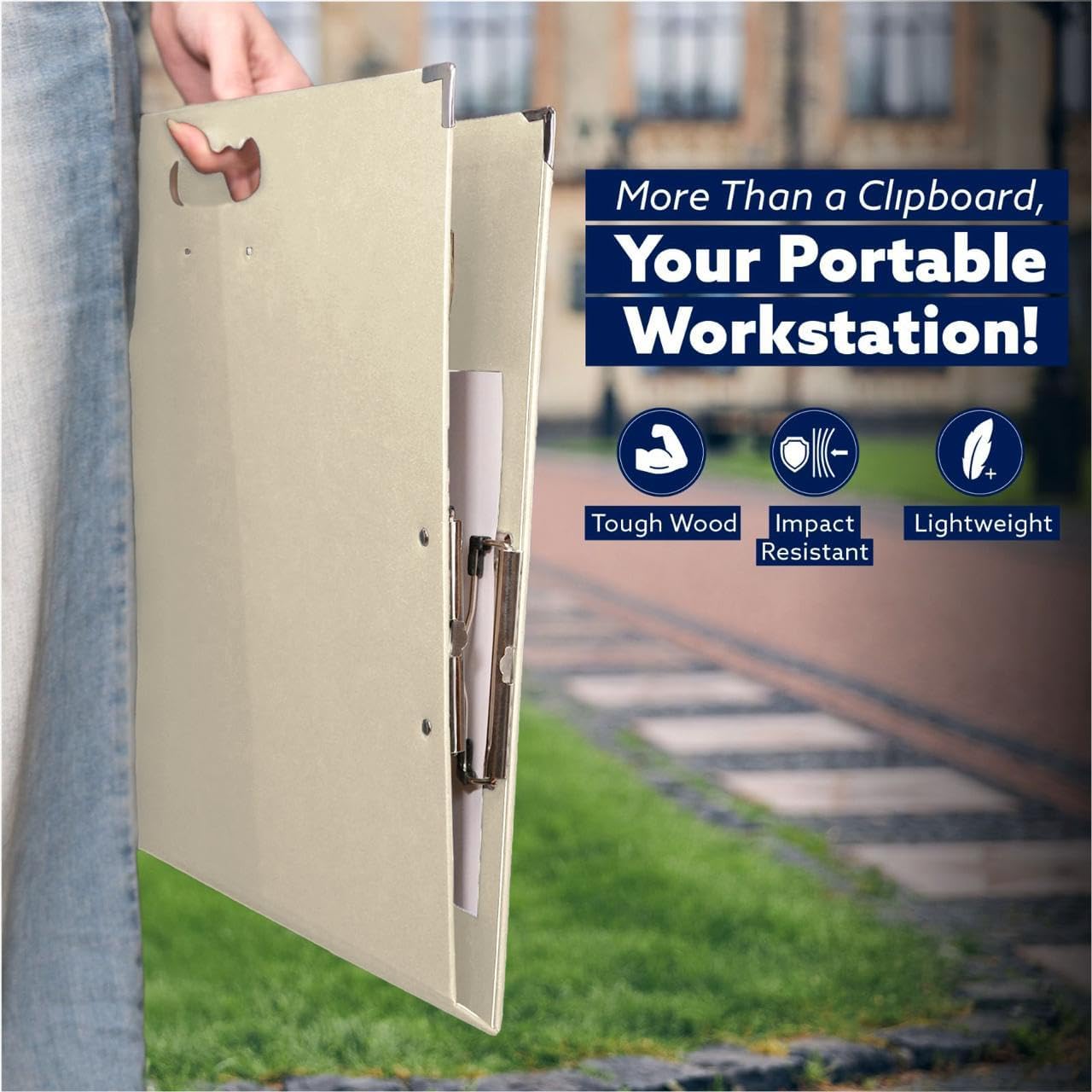 18x24 Clipboard - Foldable 18x24 File Folder & Drawing Board - Folds to 11x17 Clipboard, 4 Clips, Corner Protectors, Portable Art Portfolio, Architecture Folder, 11x17 Binder, Portfolio Binder (Beige)