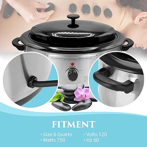 Vista 6 de NRG Calentador profesional de piedras calientes para terapia de masaje, 6 cuartos de galón, calentador de piedras calientes, calentador de piedras