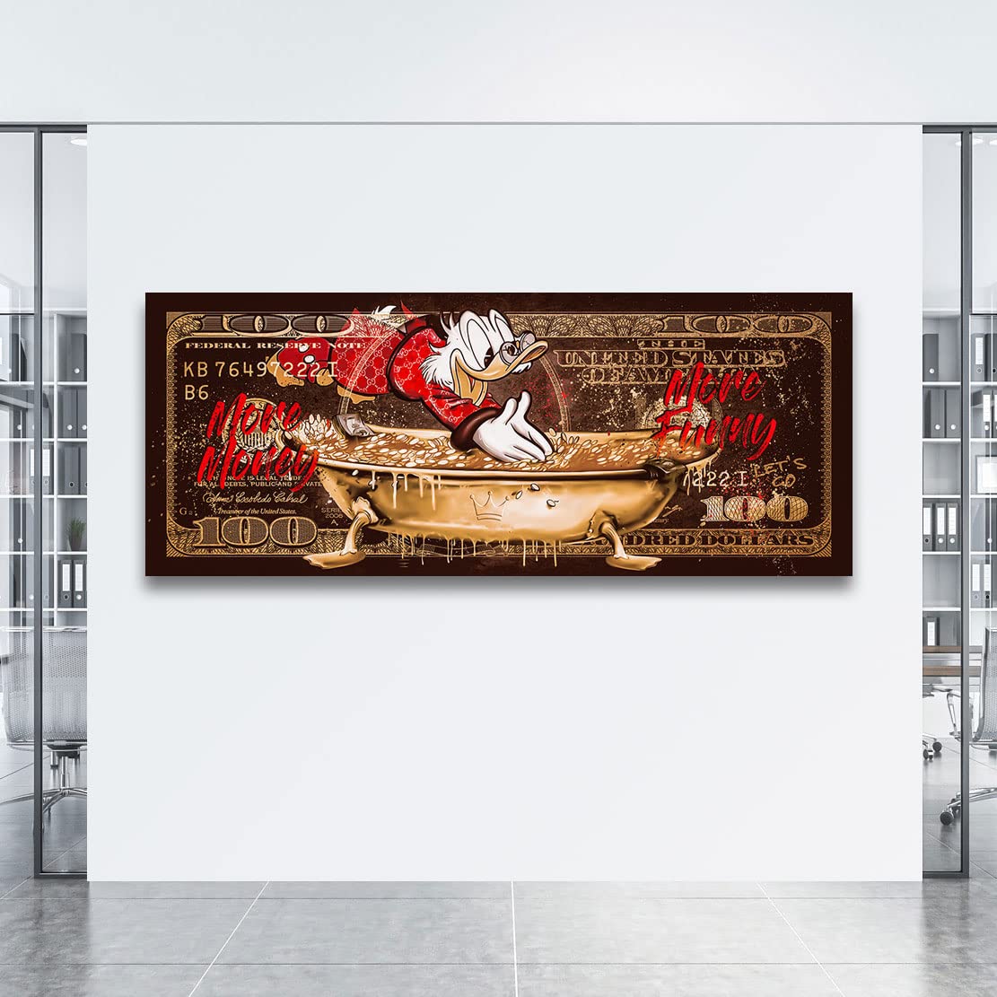 Kunstgestalten24 Leinwandbild Dagobert Dollar More Money Vintage Style Wandbild Kunstdruck Raum- u. Wanddekoration