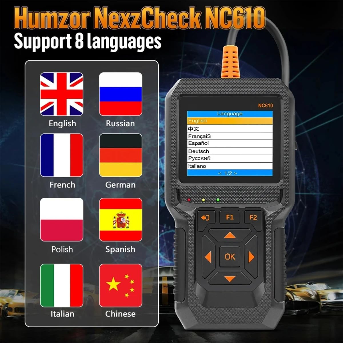 OBD2 Scanner Fault Diagnostico Strumento NC610 12V 24V Per Auto Camion Heavy Duty 2-in-1 Controllo Codice Motore Lettore Live Data J1939