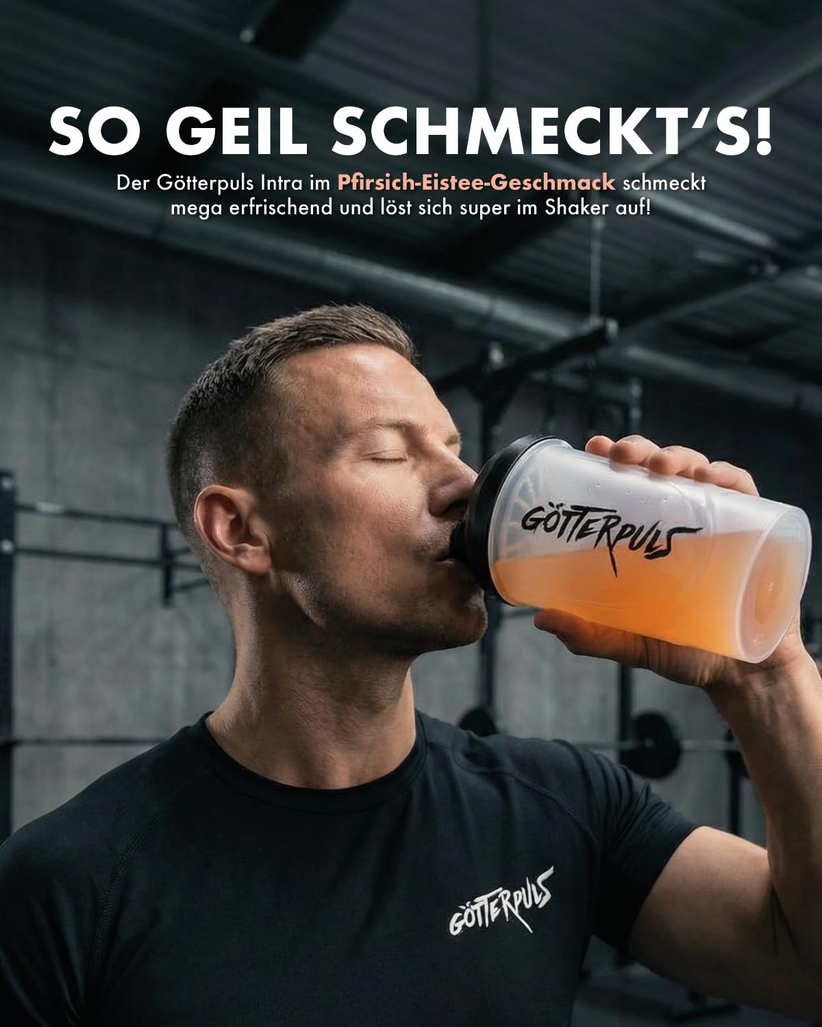 Götterpuls Intra Workout 1.060g Pulver Pfirsich-Eistee | Mit Cluster Dextrin, EAA & Aminosäuren – Mit Elektrolyten & Kokosnusswasserpulver – Vegan – Für Kraftsport – 20 Portionen