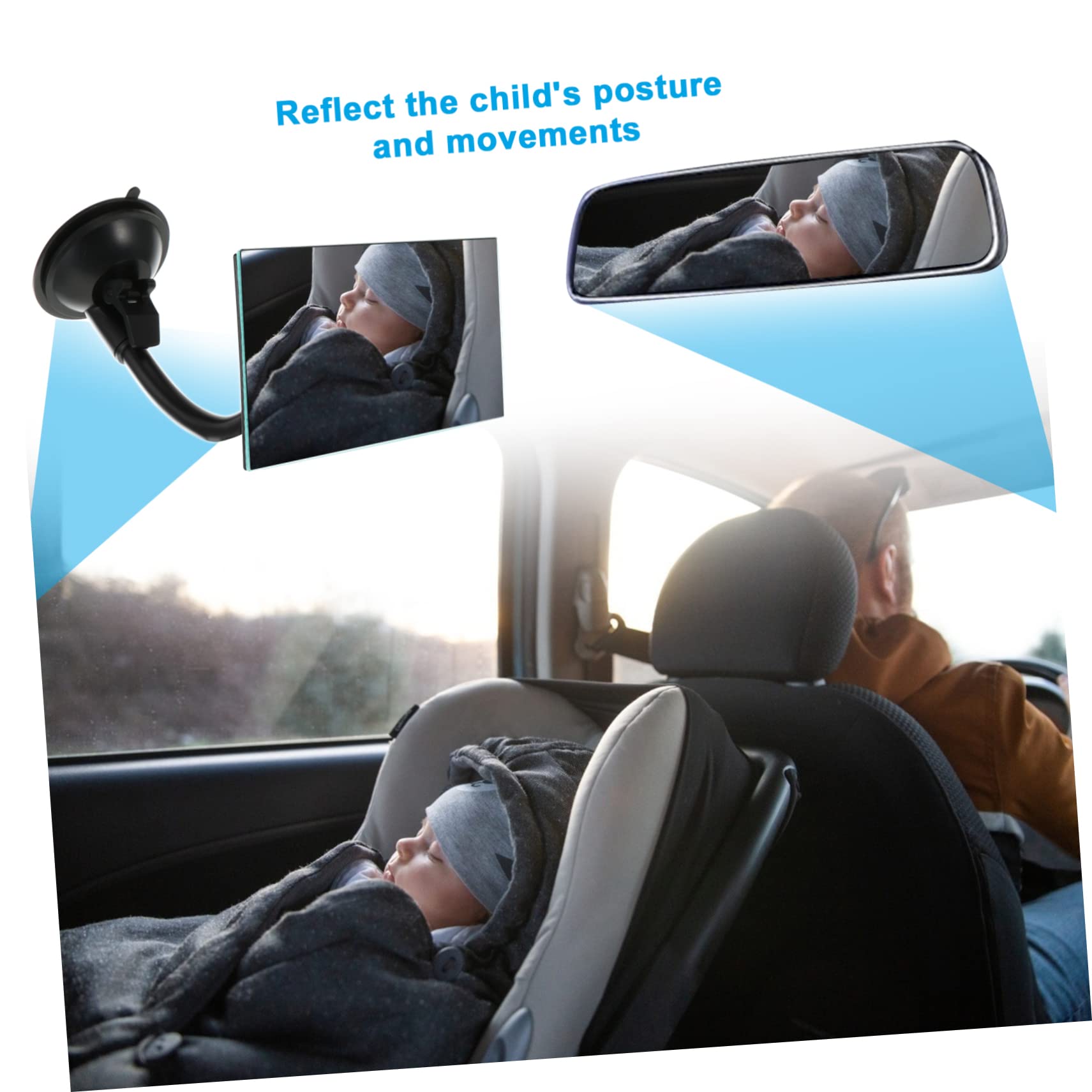 Yardwe 2 Piezas Espejo para Coche Niña Espejo Interior Rectangular para Monitorizar Asiento Trasero Material Ligero Fácil Instalación Visión y para Vigilancia