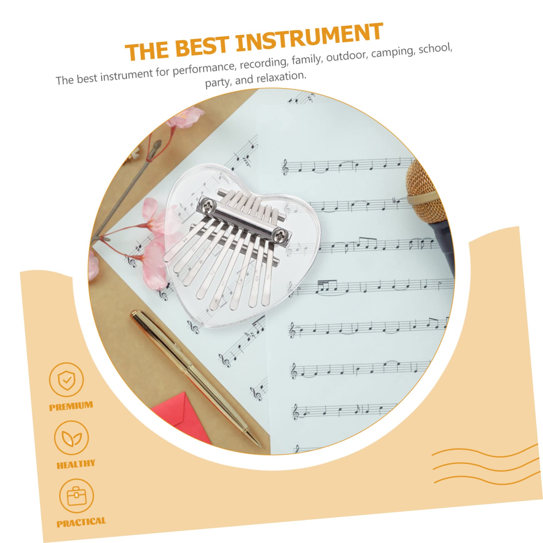 BESTonZON 8-tone Acrylic Mini Kalimba Solid Thumb Piano for Boys and Girls Beginner Finger Piano Music Plaything