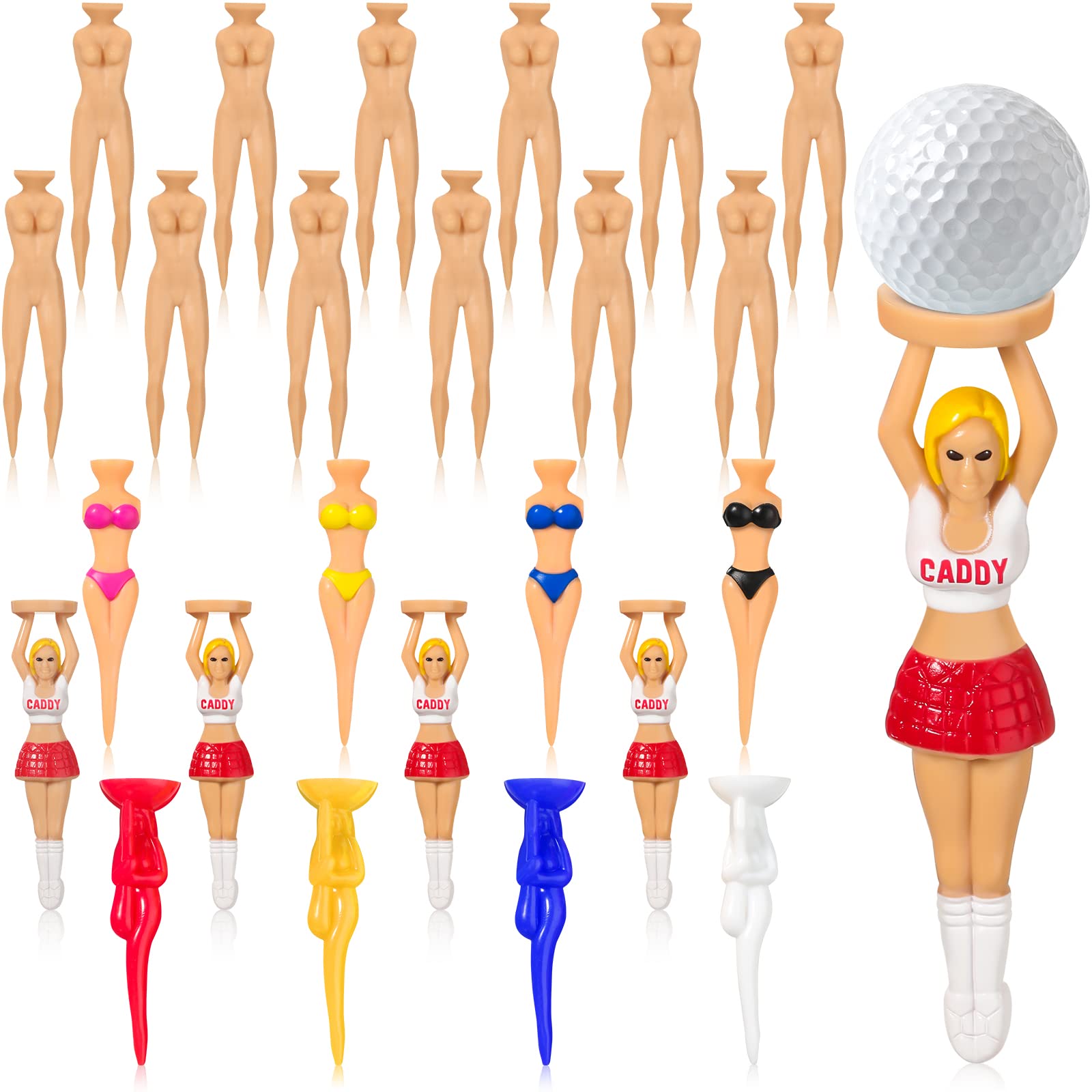 24 Pezzi Divertente Golf Tees Lady Bikini Ragazze Golf Tees 76 mm / 3 pollici in plastica Pin Up Golf Tees House Ladies Golf Tees per gli accessori di formazione di golf Zio regalo Addio al Celibato