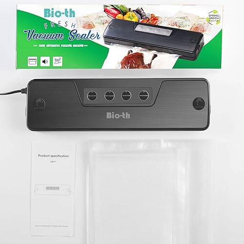 Miniatura 9 de Bio-th Sellador al vacío para almacenamiento de alimentos, máquina selladora al vacío, sellador al vacío rápido y compacto para alimentos,