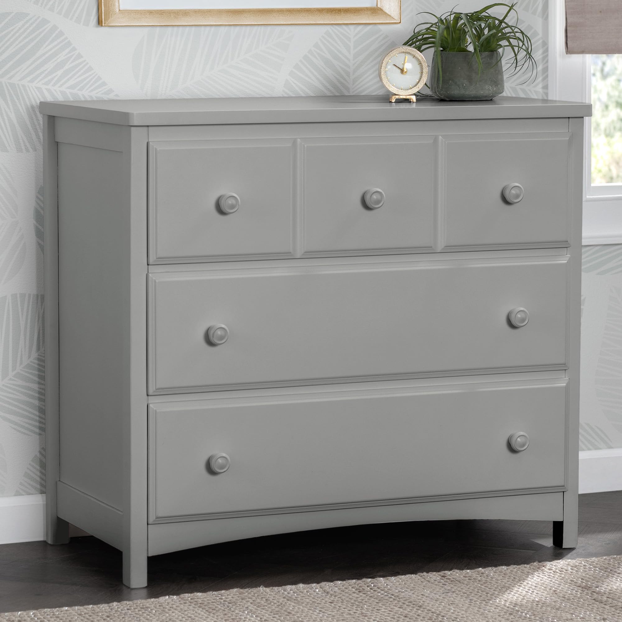 Delta Children 3 Drawer Dresser with Interlocking Drawers, Grey