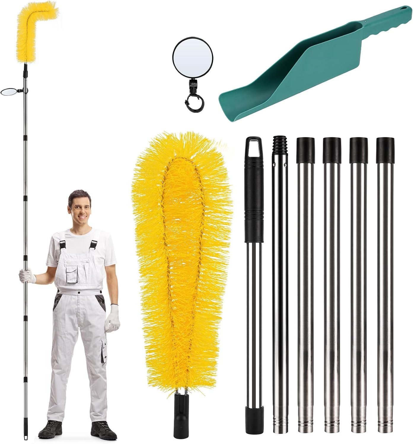 MIDYOO 8.5 Ft Gutter Cleaning Tools Kit Roof Brush Cleaner, Mini